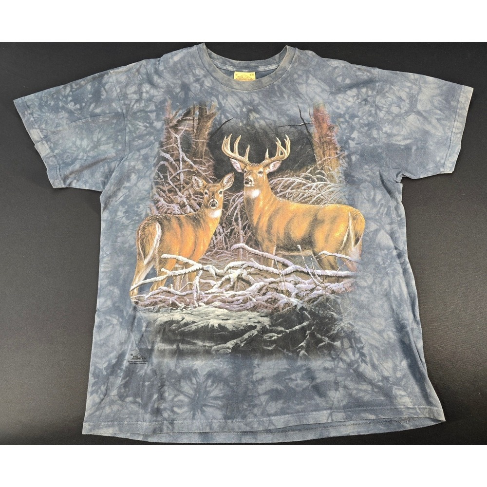 Vintage 2004 The Mountain Whitetail Deer Buck Doe Tie Dye T-Shirt XXL USA